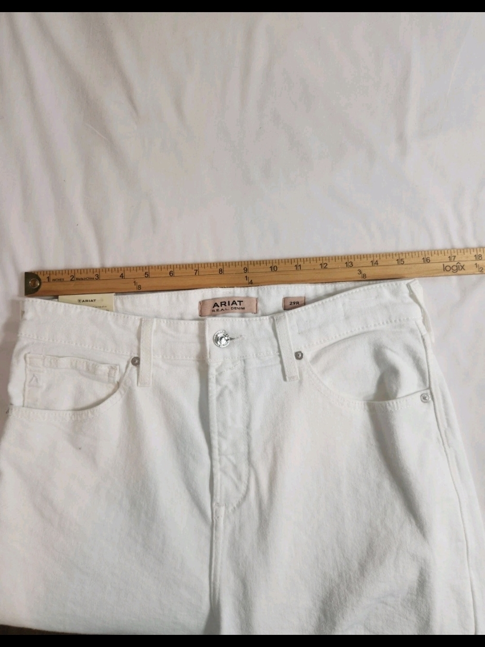 Ariat Wide Leg Jeans Women's Size 29 R White Ultra High Rise Stretch Crop NWT 54 - Picture 8 of 15